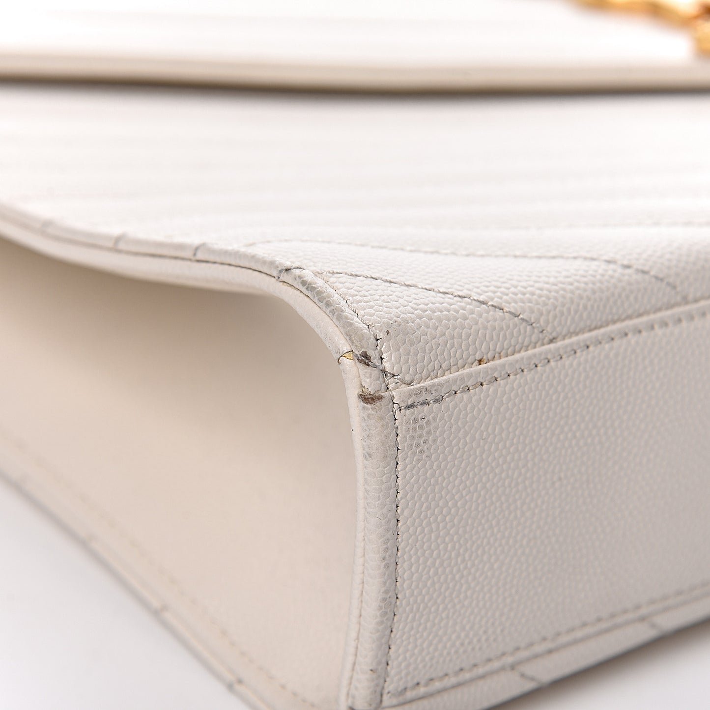 Grain De Poudre Matelasse Chevron Large Monogram Satchel White