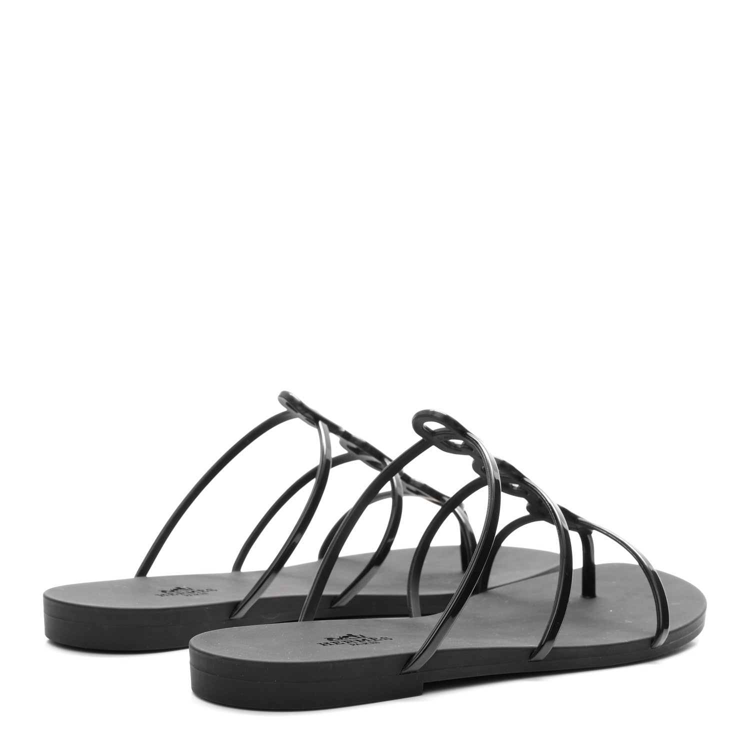 Hermes Rubber Womens Mykonos Sandals 38 Black 5 of 10