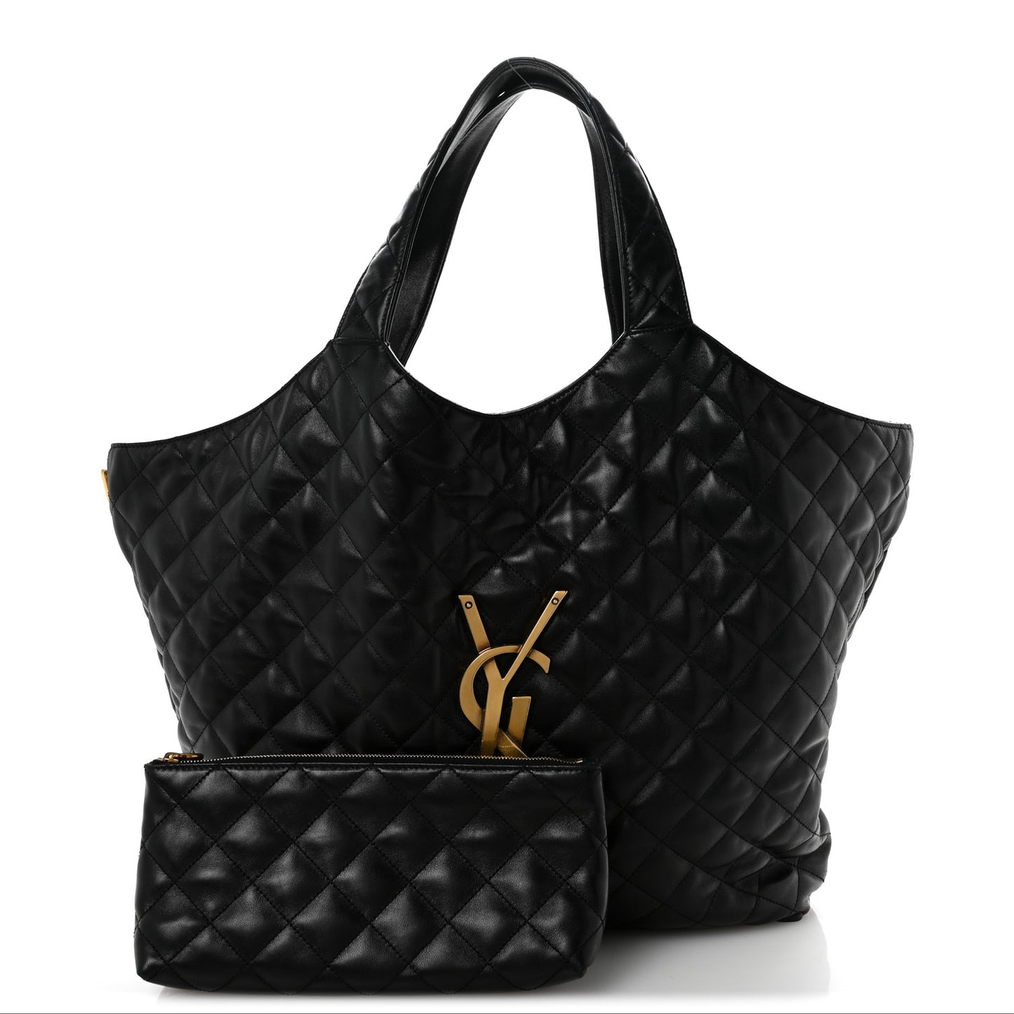 Lambskin Quilted Maxi Icare Shopping Tote Black