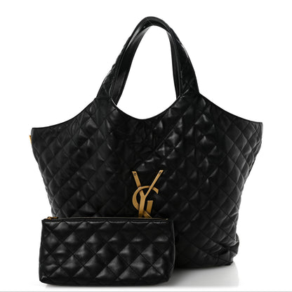 Saint Laurent Lambskin Quilted Maxi Icare Shopping Tote Black 3 of 16