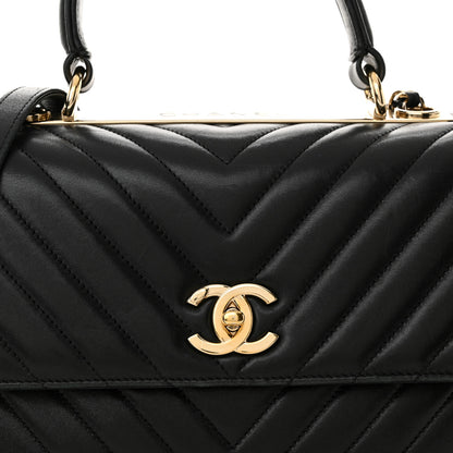 Chanel Lambskin Chevron Quilted Medium Trendy CC Dual Handle Flap Bag Black 8 of 18