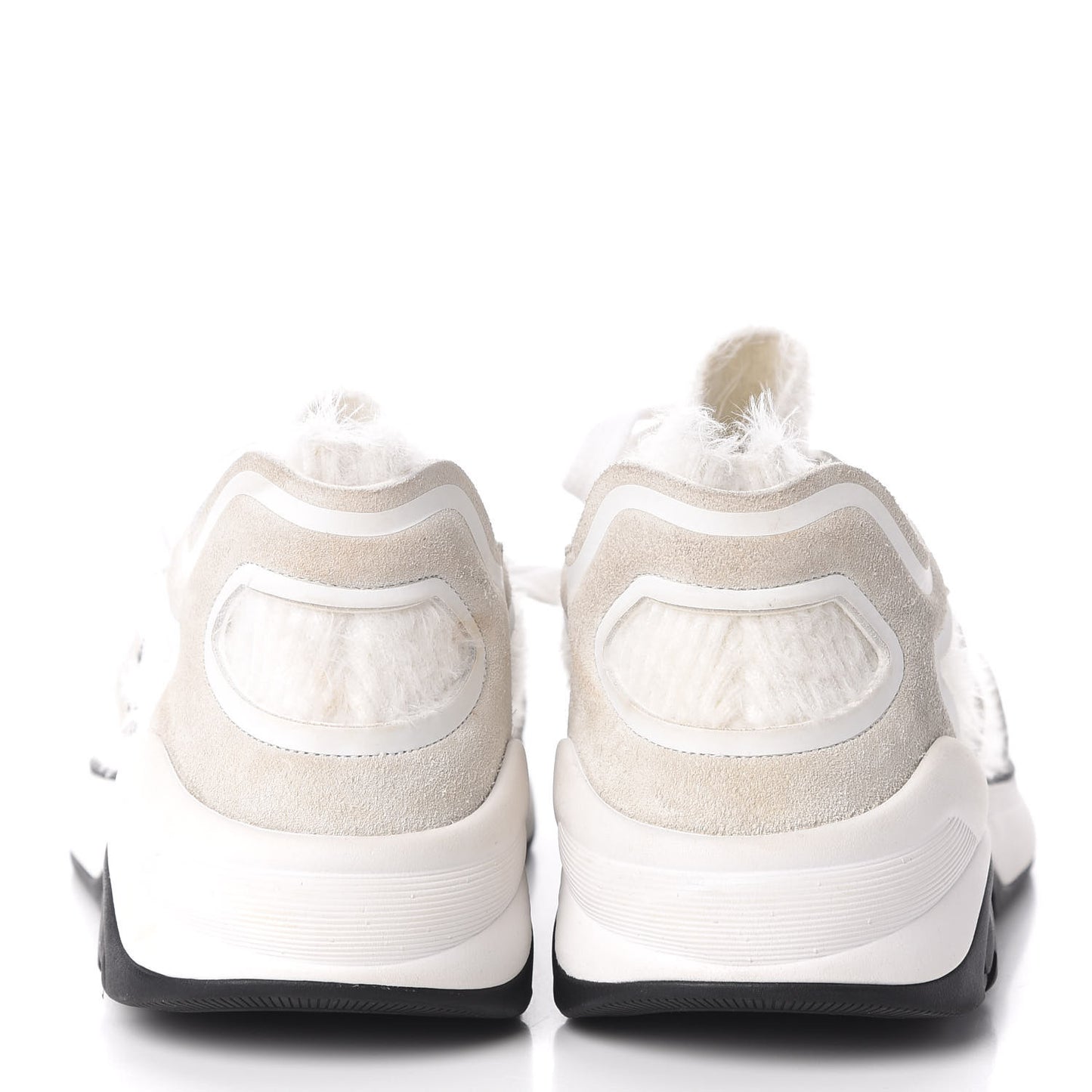 Fabric Calfskin Suede CC Womens Sneakers 40 White