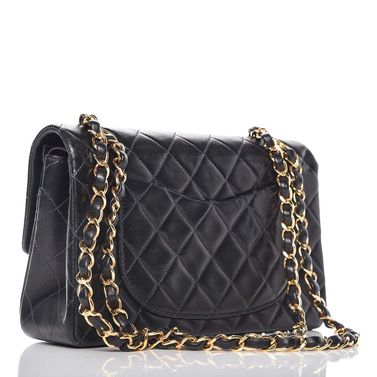 Lambskin Quilted Small Double Flap Black