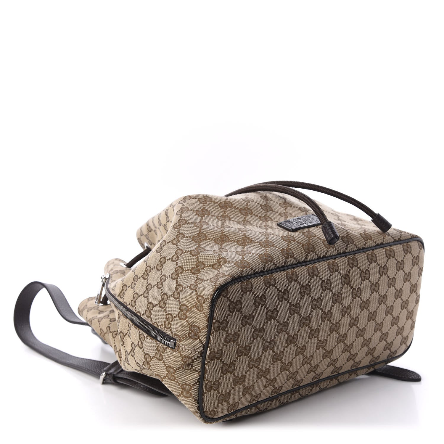 Gucci Monogram Dollar Calfskin O Drawstring Backpack Beige Ebony Testa di Moro Dark Chocolate 3 of 10