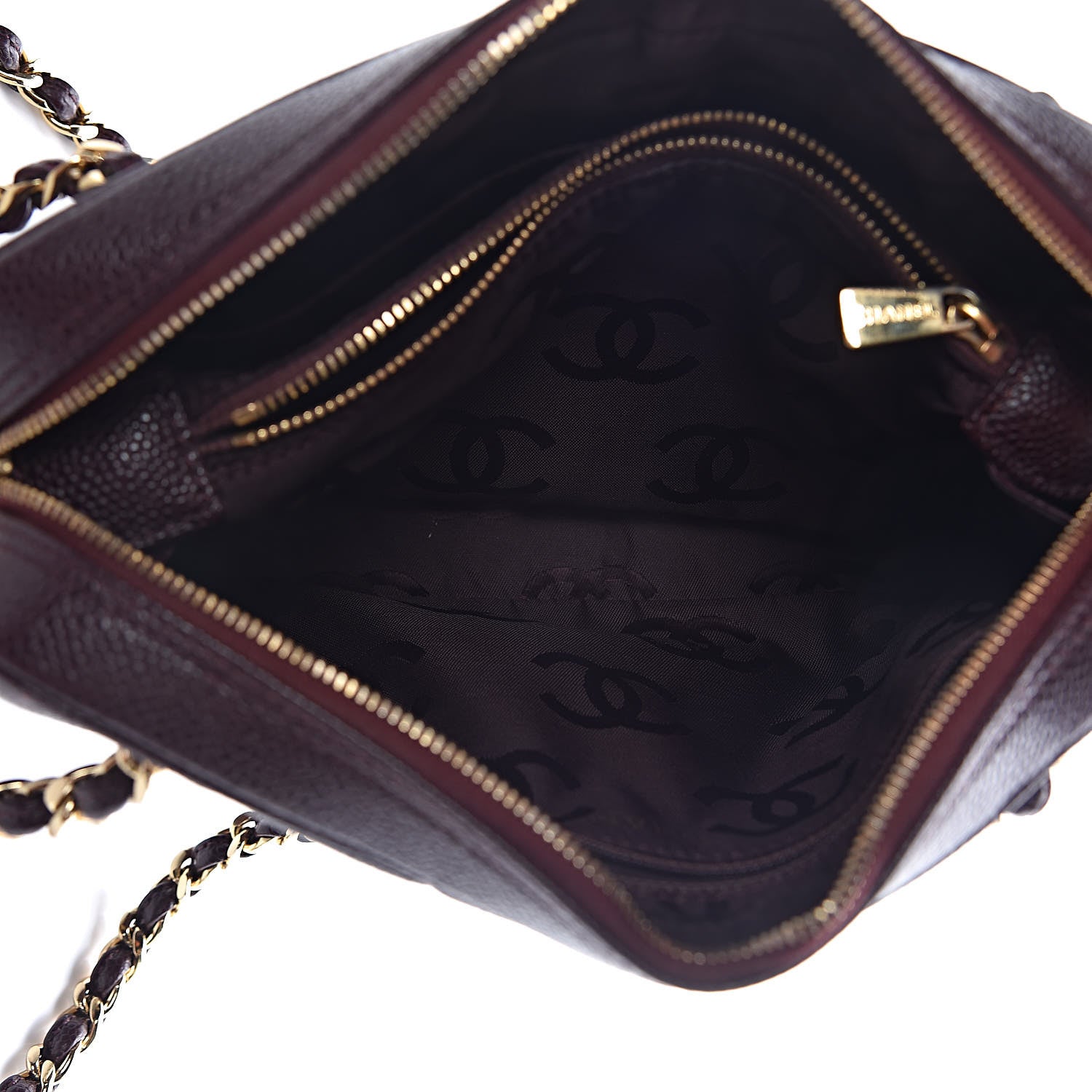 Chanel Caviar Chevron Quilted Camera Case Burgundy 6 of 12