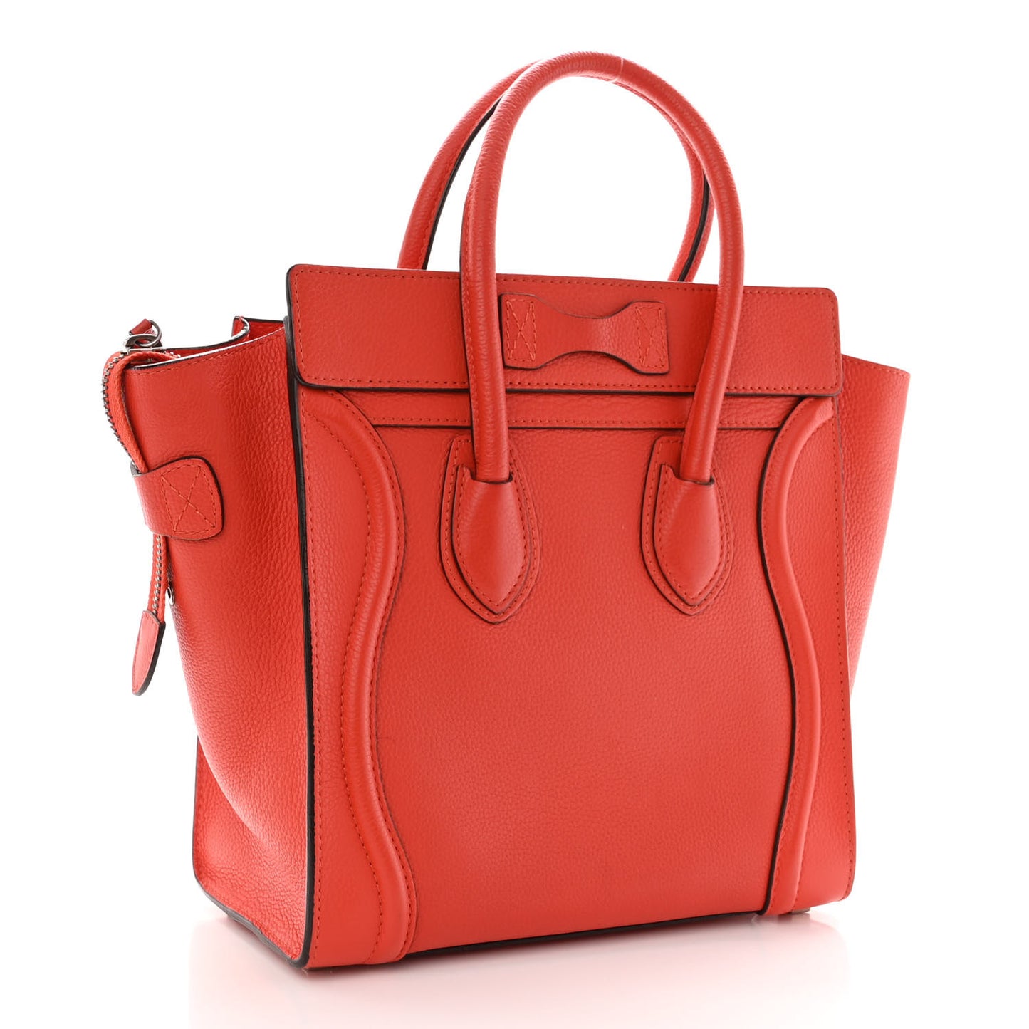Drummed Calfskin Micro Luggage Vermillion