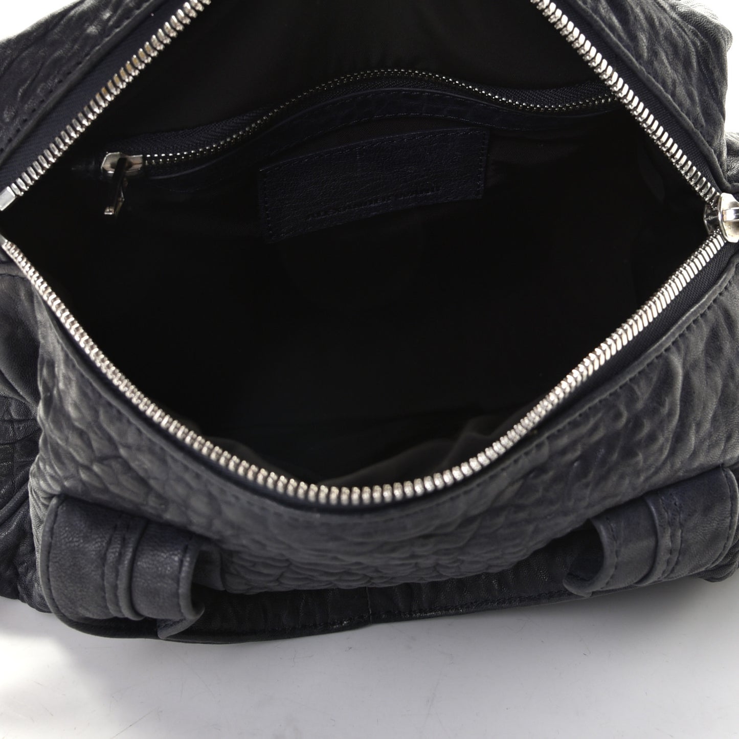 Pebbled Lambskin Rocco Nickel Hardware Dark Blue