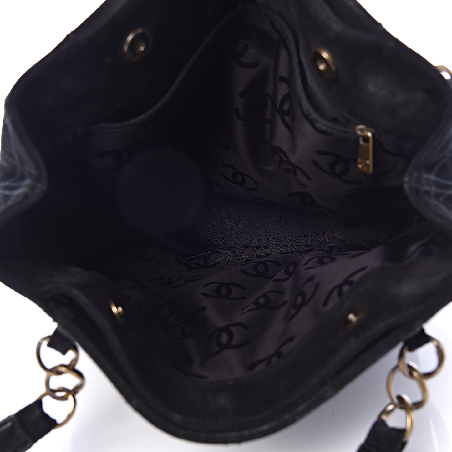 Iridescent Caviar Quilted Tote Black