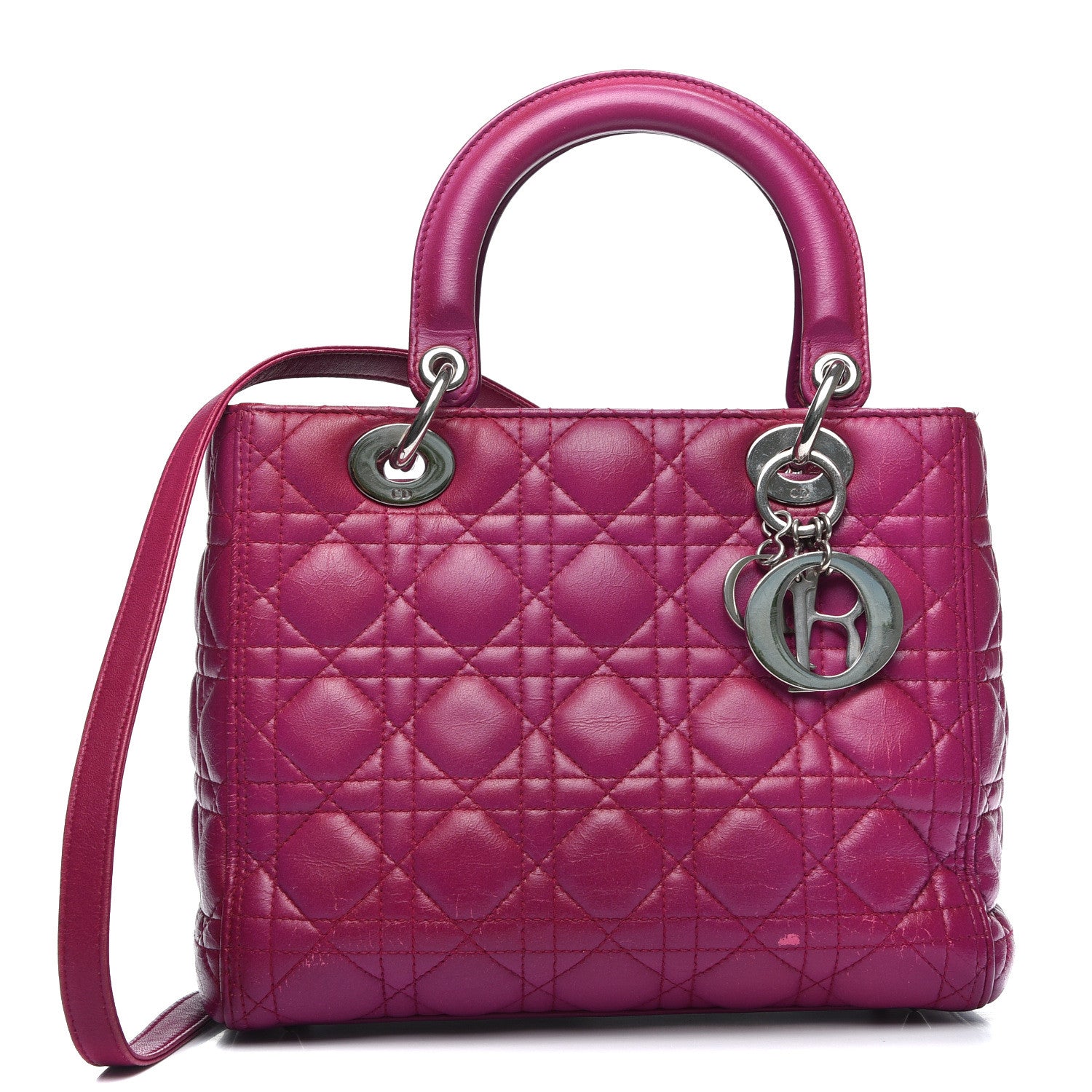 Christian Dior Lambskin Cannage Medium Lady Dior Fuchsia 1 of 11