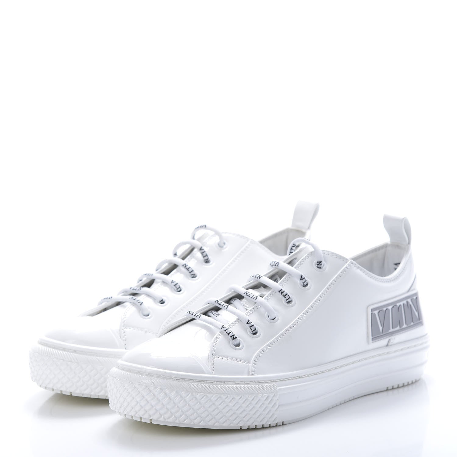 Valentino Garavani Patent Calfskin Womens Giggies Low Top Sneakers 38.5 White 3 of 10