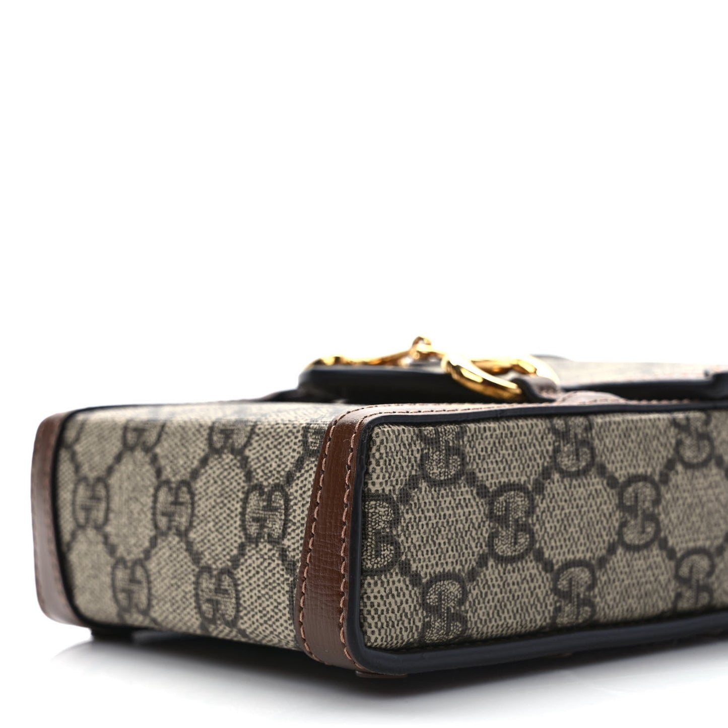 GG Supreme Monogram Mini Horsebit 1955 Crossbody Bag Beige Brown Sugar