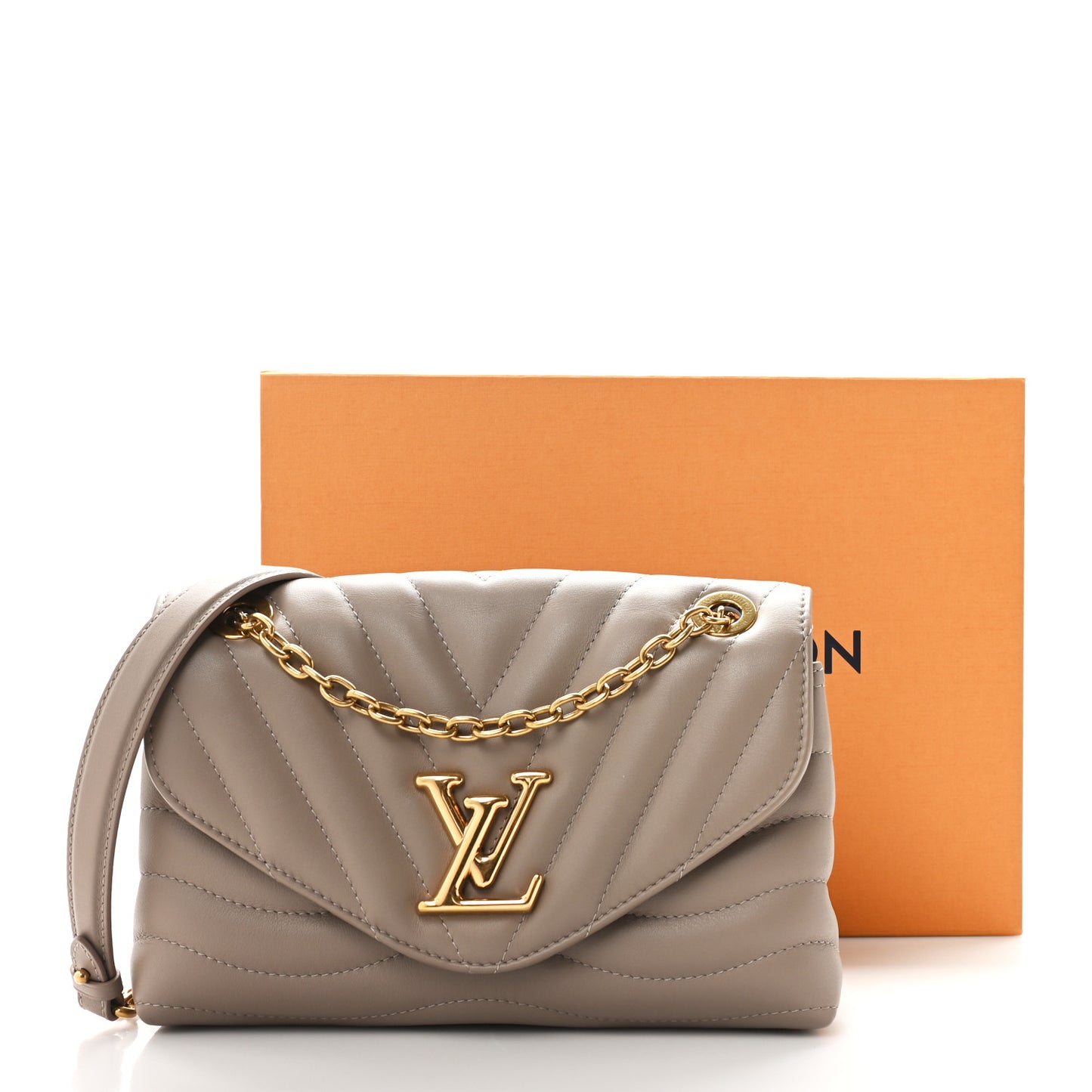 Calfskin LV New Wave Chain Bag Taupe