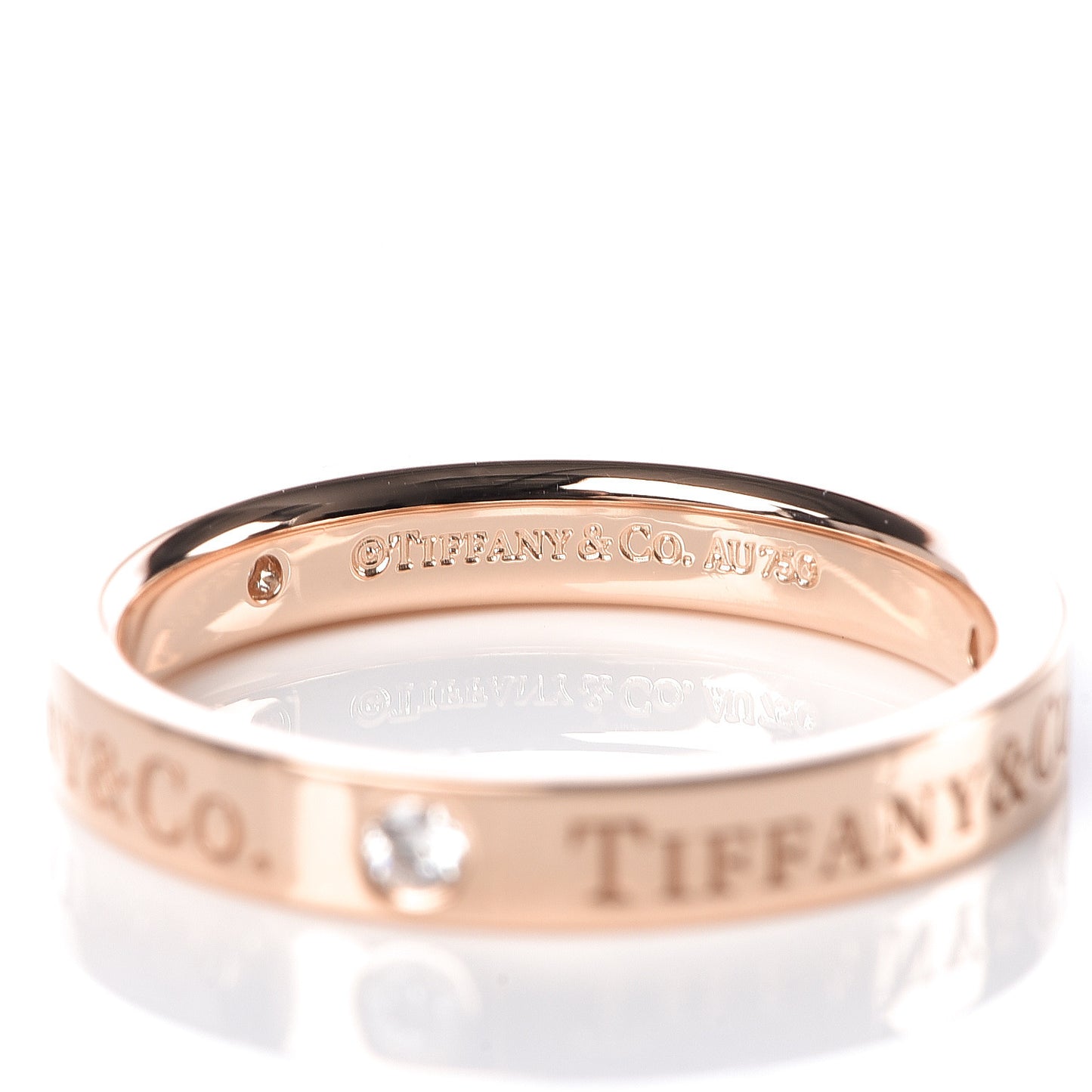 18K Rose Gold Diamond 3mm Logo Band Ring 53 6.25
