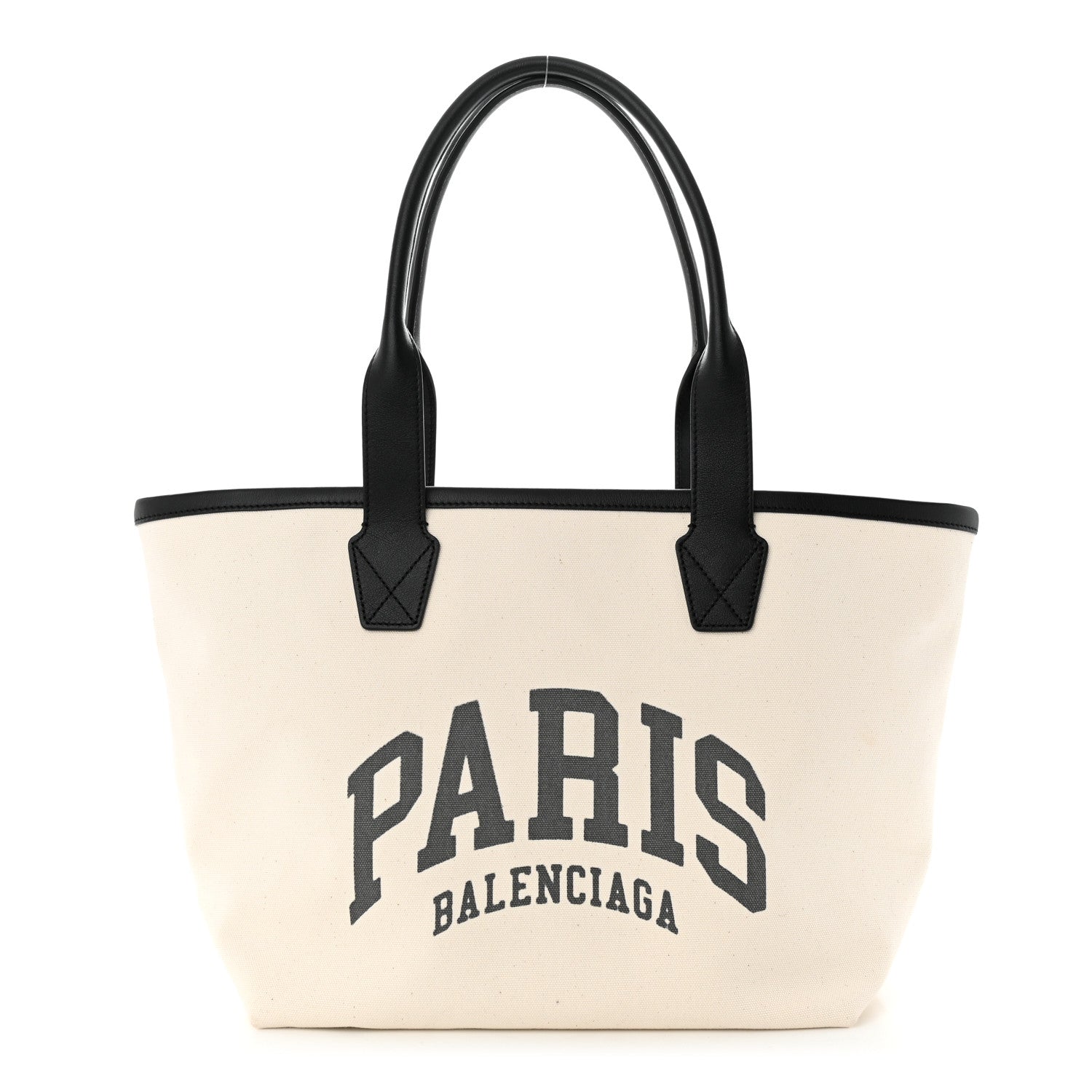 Balenciaga Cotton Canvas Calfskin Cities Paris Jumbo Small Tote Bag White 1 of 10