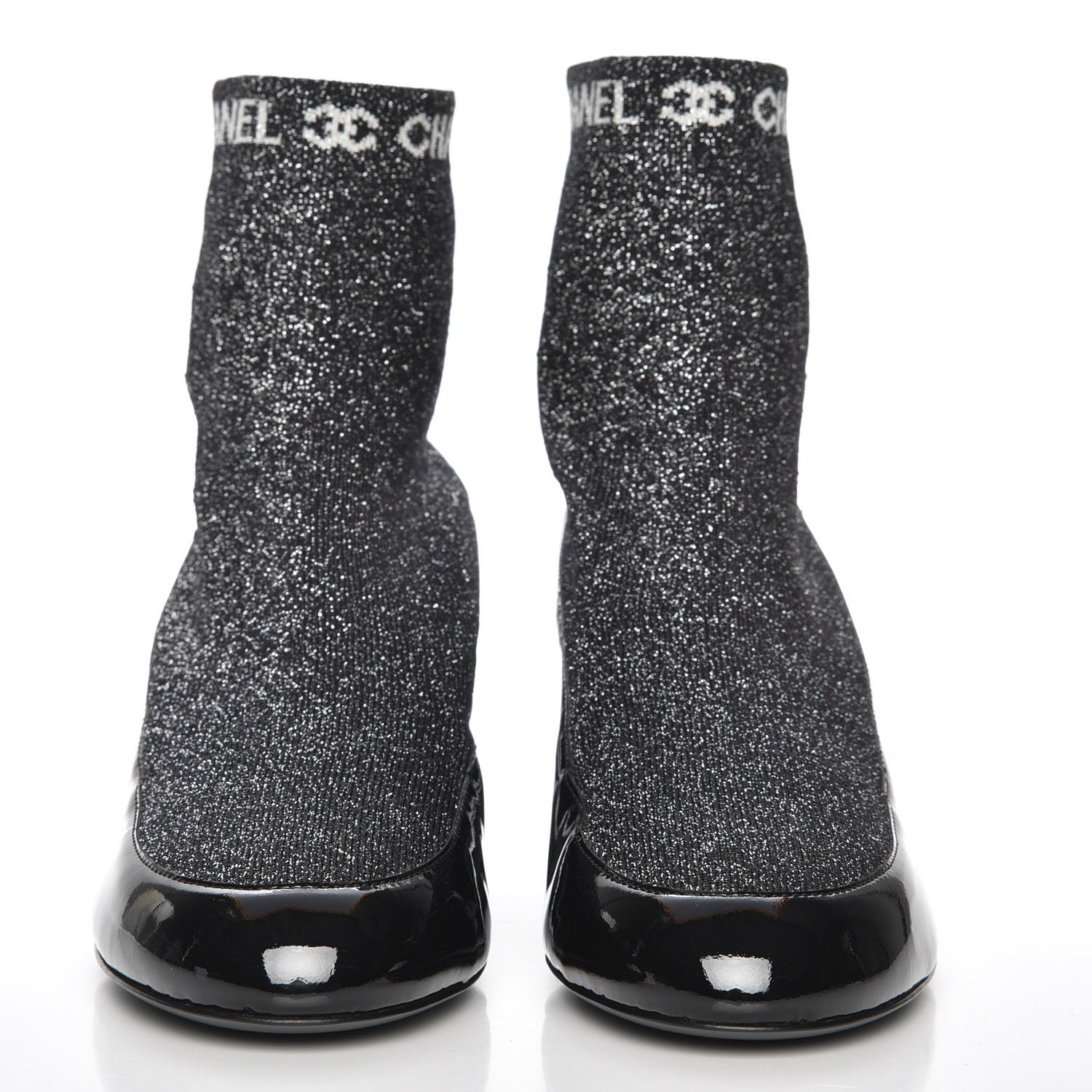 Chanel Fabric Patent Short Boots 39 Dark Grey Black 2 of 8
