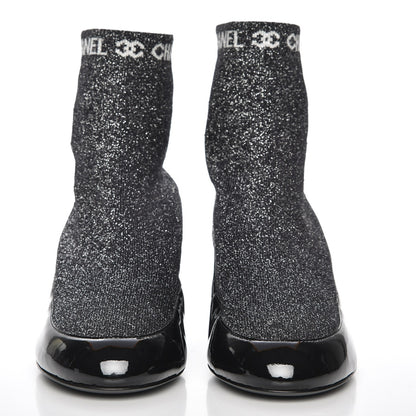 Chanel Fabric Patent Short Boots 39 Dark Grey Black 2 of 8