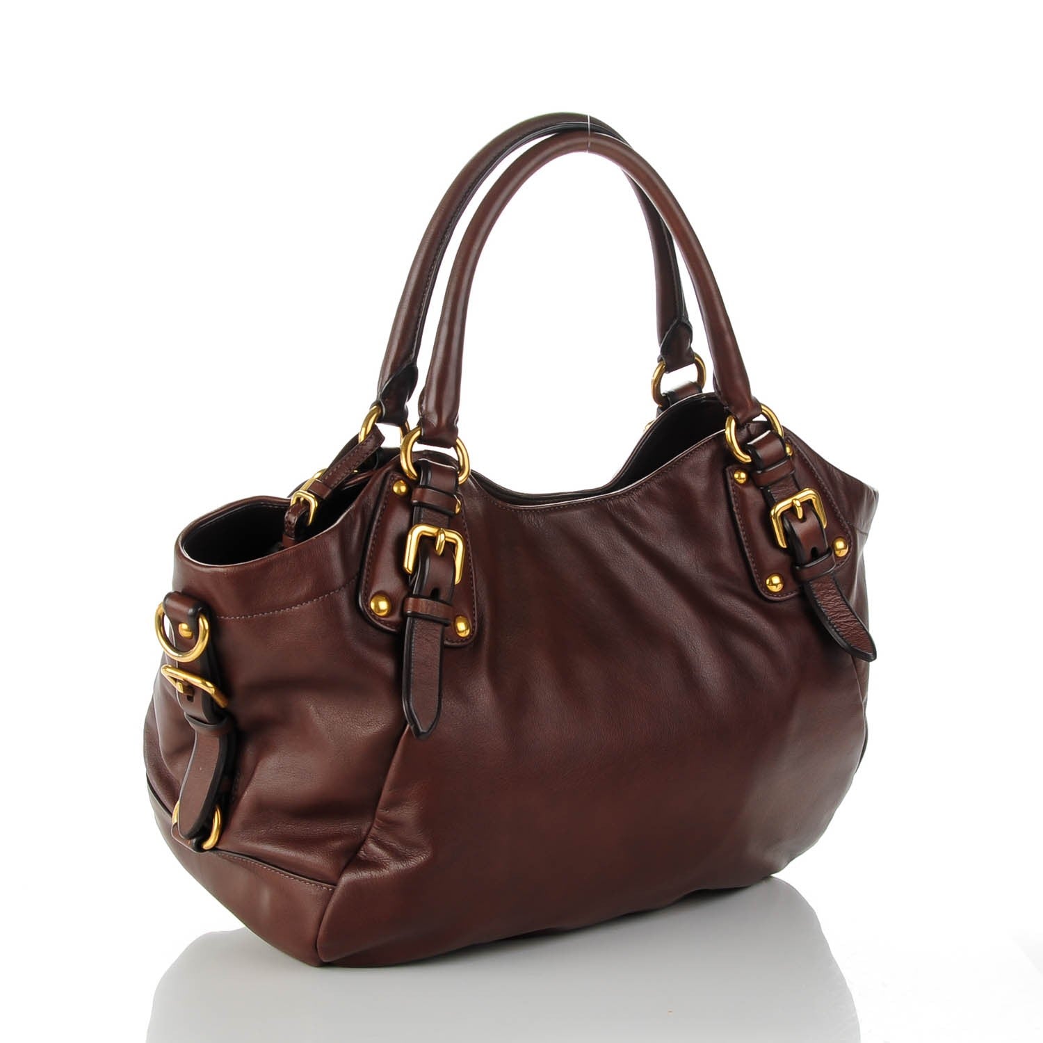 Prada Soft Calf Shoulder Bag Bruciato 3 of 8
