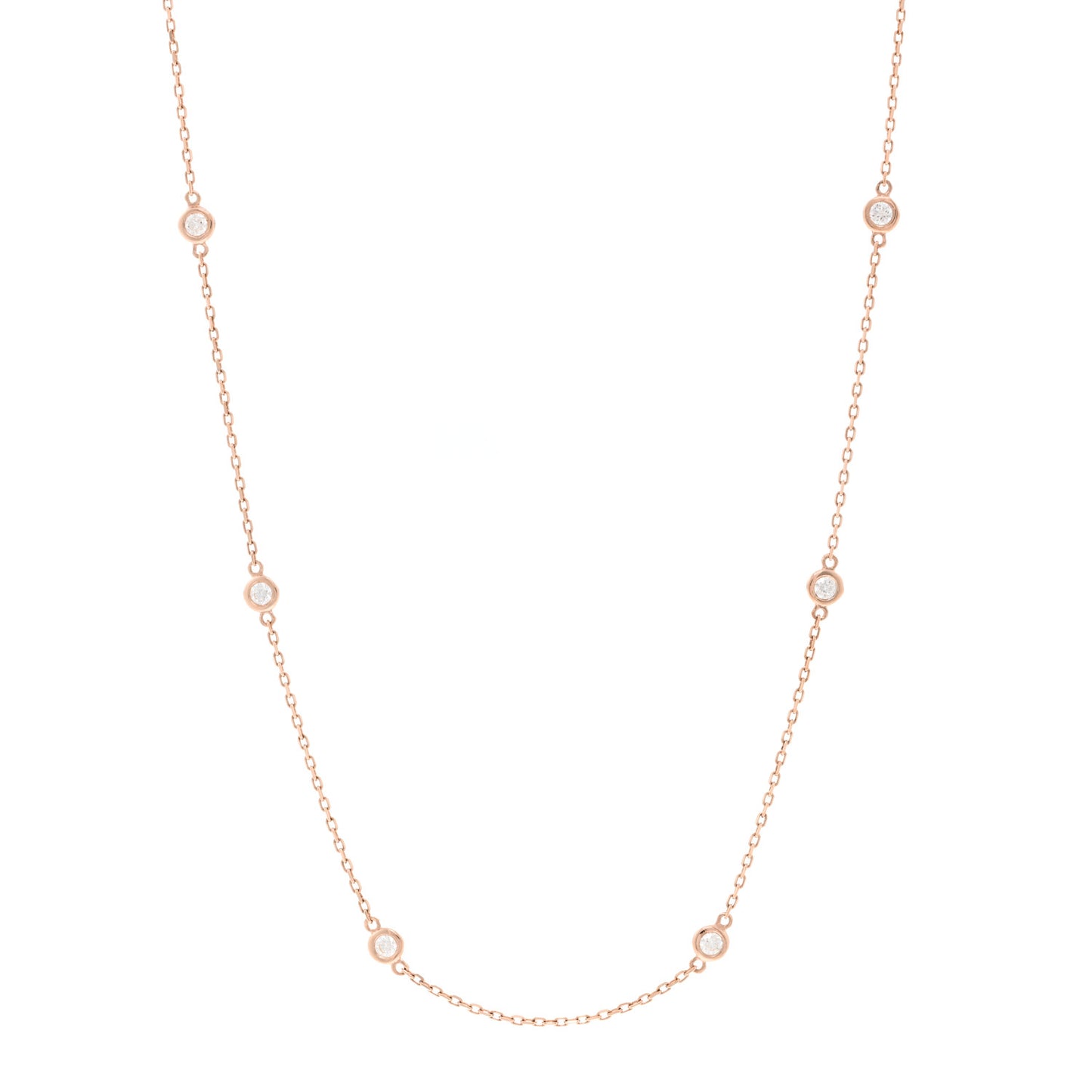 14K Rose Gold Diamond .75ctw Station Necklace