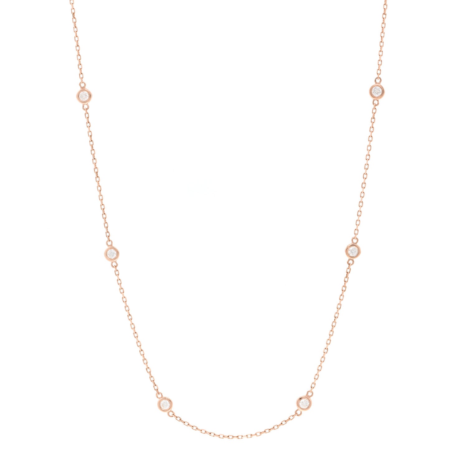 Parker & West by FASHIONPHILE 14K Rose Gold Diamond .75ctw Station Necklace 1 of 4
