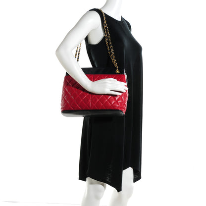 Chanel Lambskin Quilted Shoulder Bag Red Navy 2 of 8