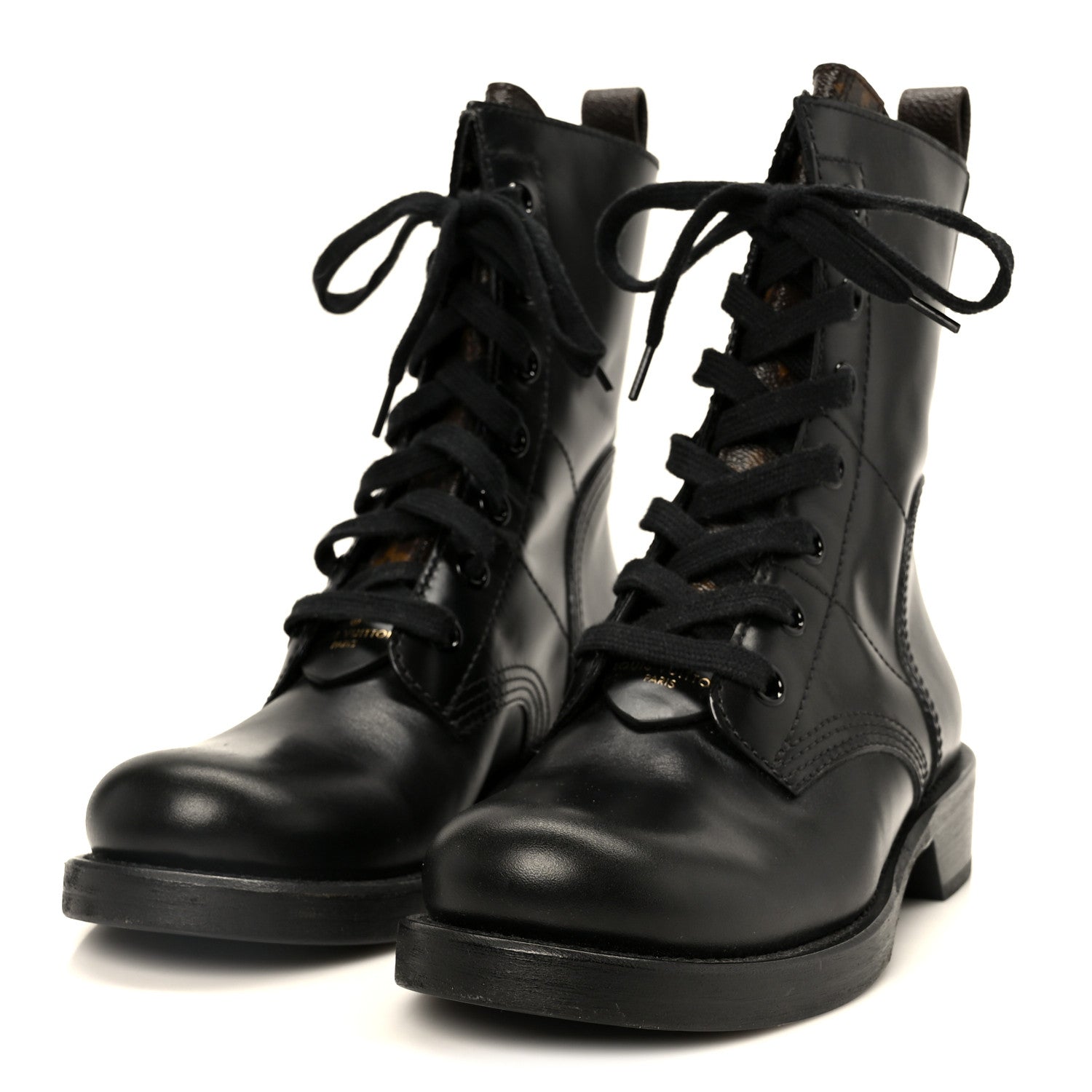 Louis Vuitton Calfskin Monogram Metropolis Flat Ranger Boots 37 Black 4 of 10