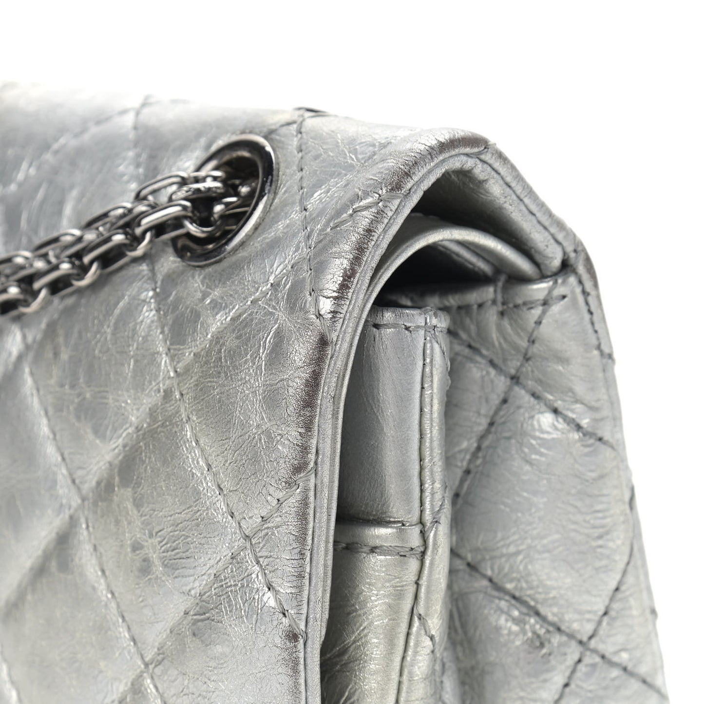 Metallic Aged Calfskin Quilted 2.55 Reissue 226 Flap Silver