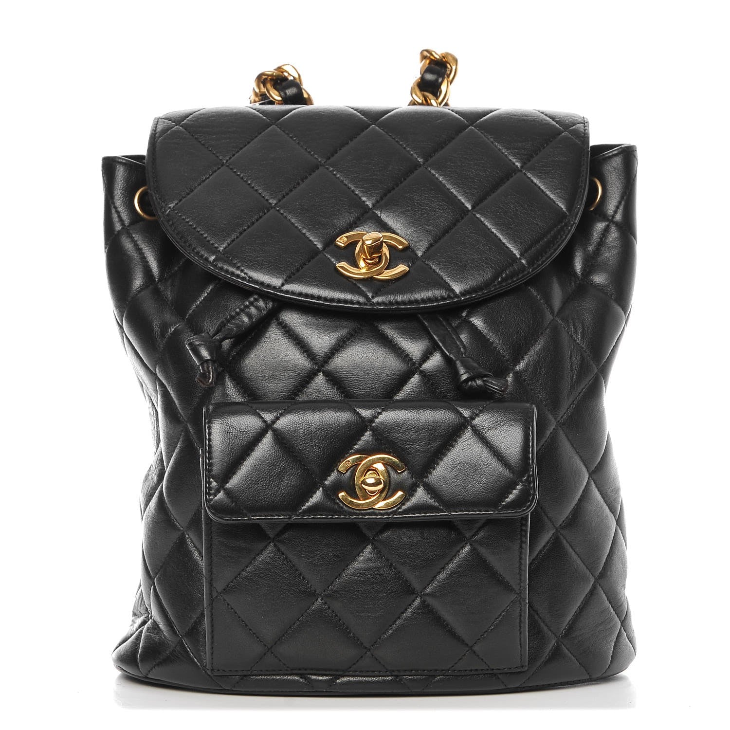Chanel Lambskin Quilted Drawstring Backpack Black 1 of 12