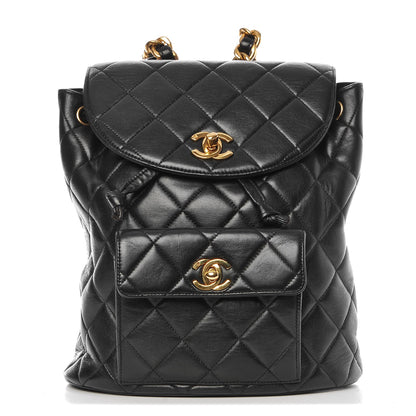 Chanel Lambskin Quilted Drawstring Backpack Black 1 of 12