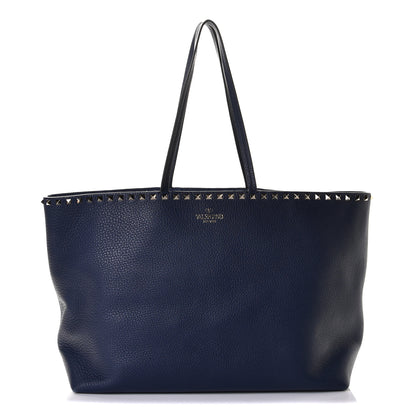 Valentino Garavani Grained Calfskin Rockstud Shoulder Tote Marine 1 of 9
