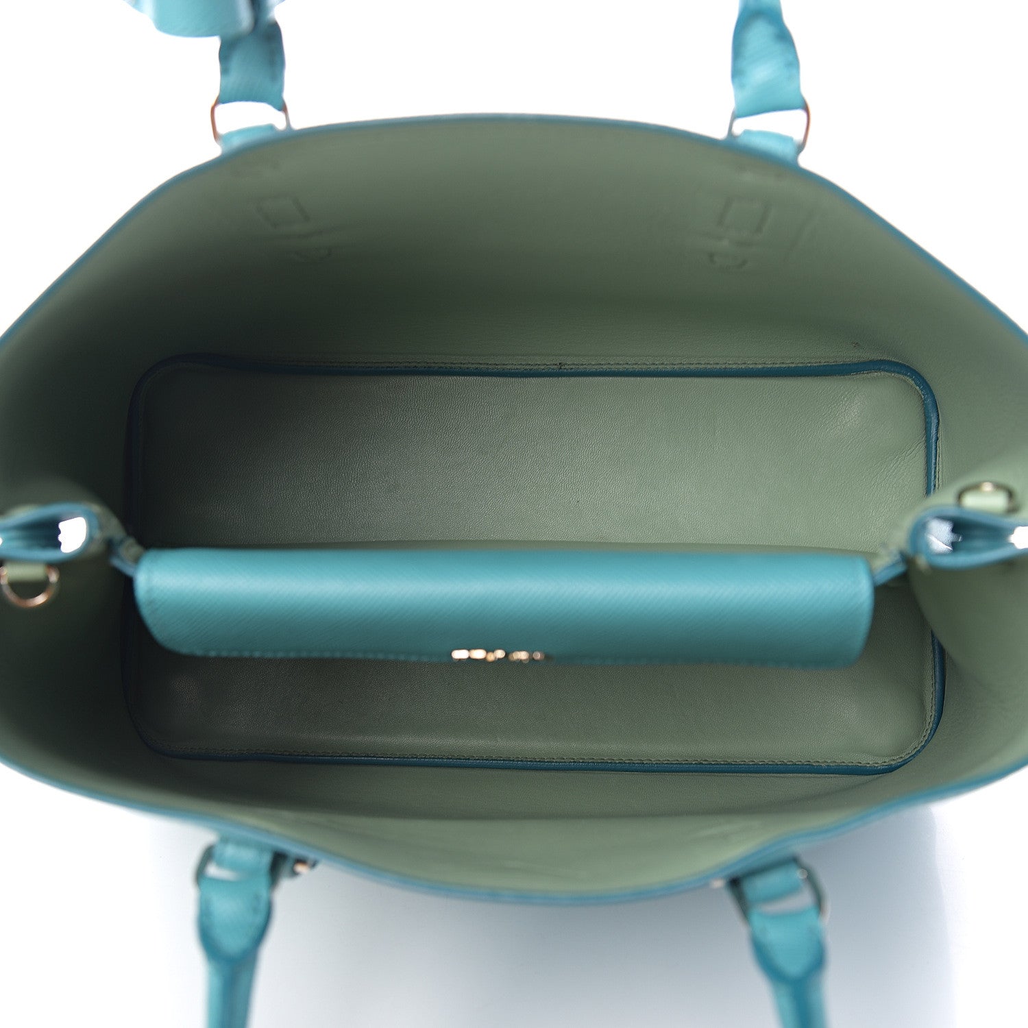 Prada Saffiano Cuir Medium Double Handle Tote Turchese Acquamarina 4 of 11