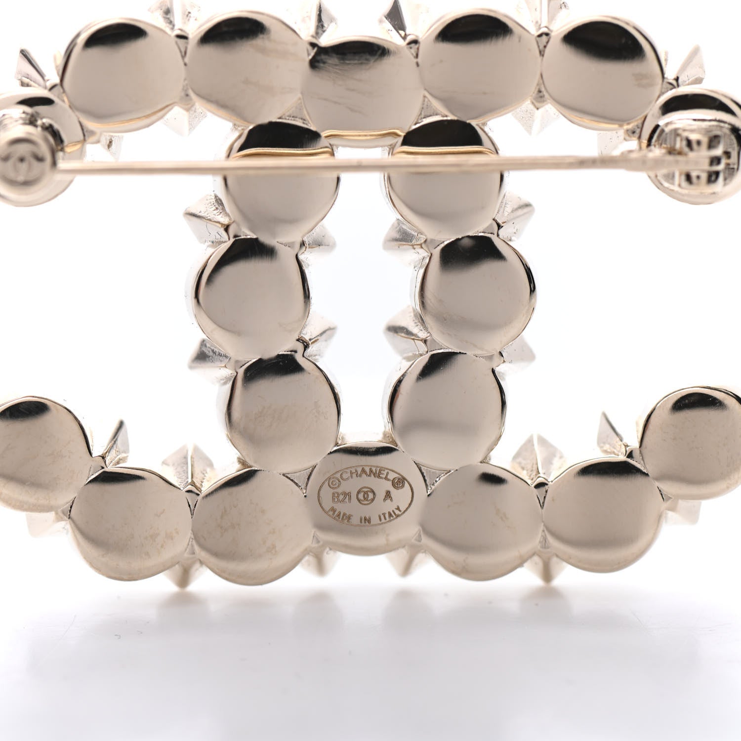 Chanel Pearl Crystal CC Brooch Gold 4 of 5