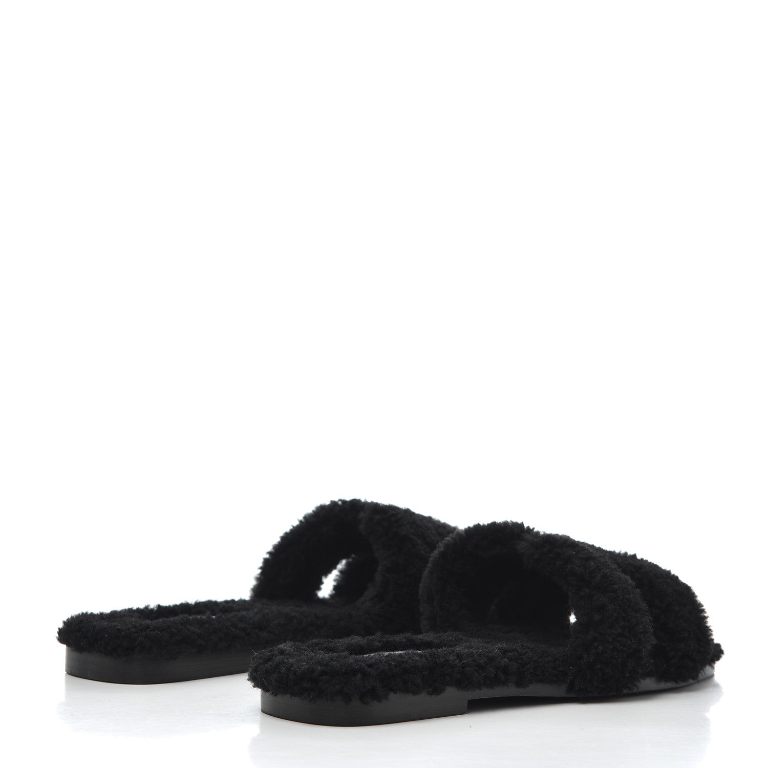 Hermes Woolskin Oran Sandals 38 Black 4 of 10