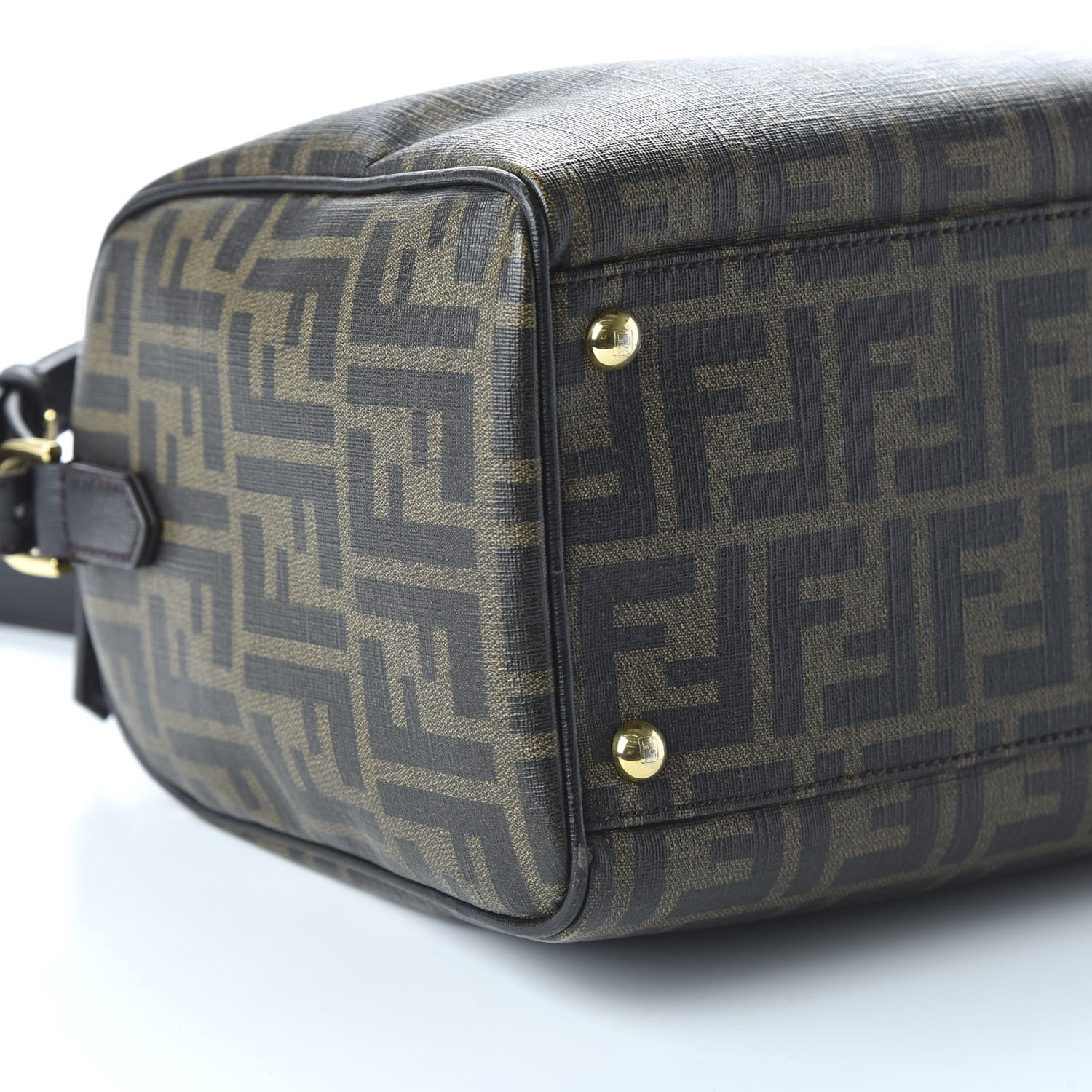 Fendi Zucca Spalmati Vitello Elite Medium Convertible Boston Satchel Tobacco Ebano 6 of 12