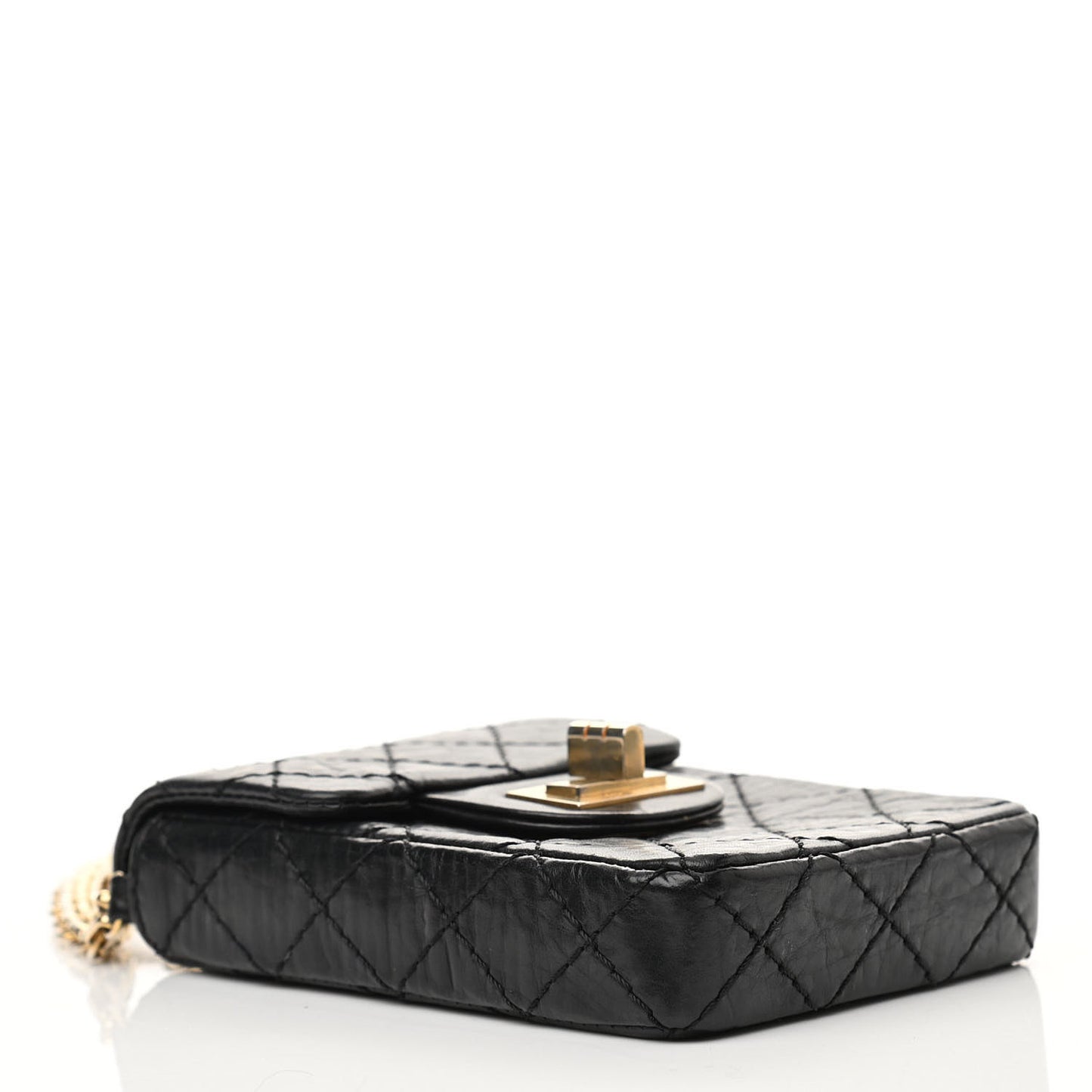 Aged Calfskin Quilted 2.55 Reissue Phone Case Black