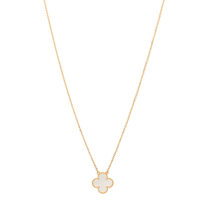 Van Cleef & Arpels 18K Yellow Gold Mother of Pearl Vintage Alhambra Pendant Necklace 1 of 3