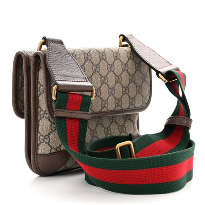Gucci GG Supreme Monogram Web Small Neo Vintage Double Flap Messenger Bag Beige New Acero 2 of 9