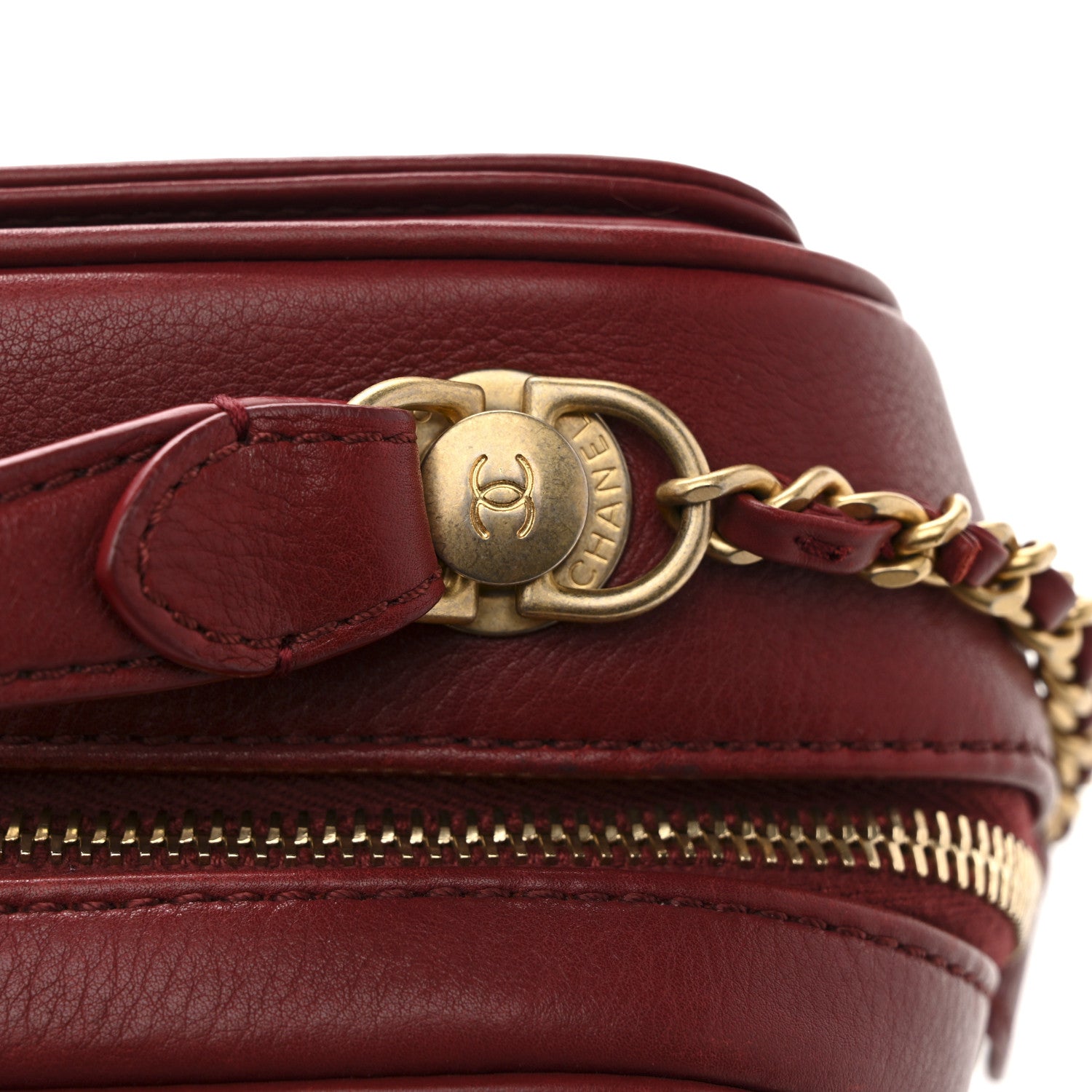 Chanel Calfskin Quilted CC Small Vanity Case Dark Red 11 of 14