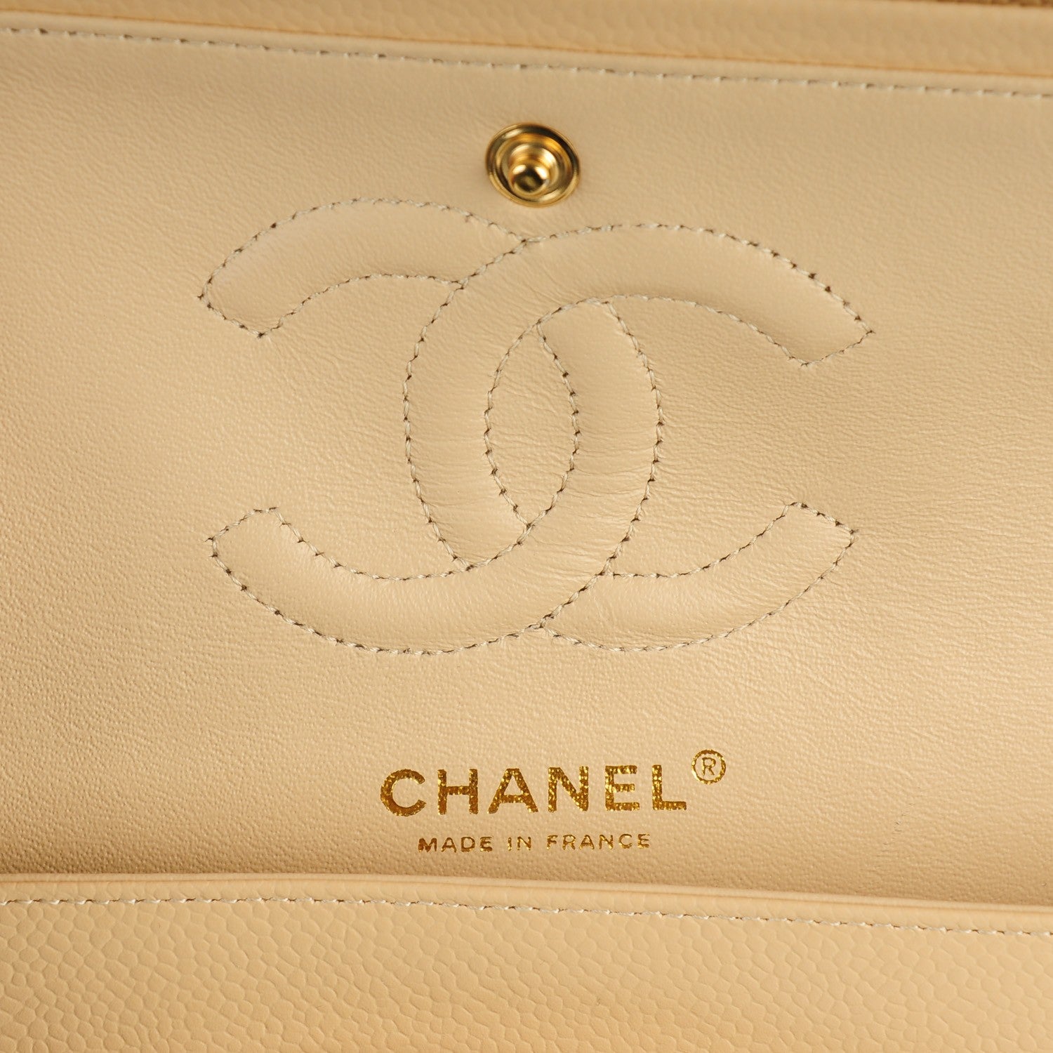 Chanel Caviar Quilted Medium Double Flap Beige Clair 7 of 8