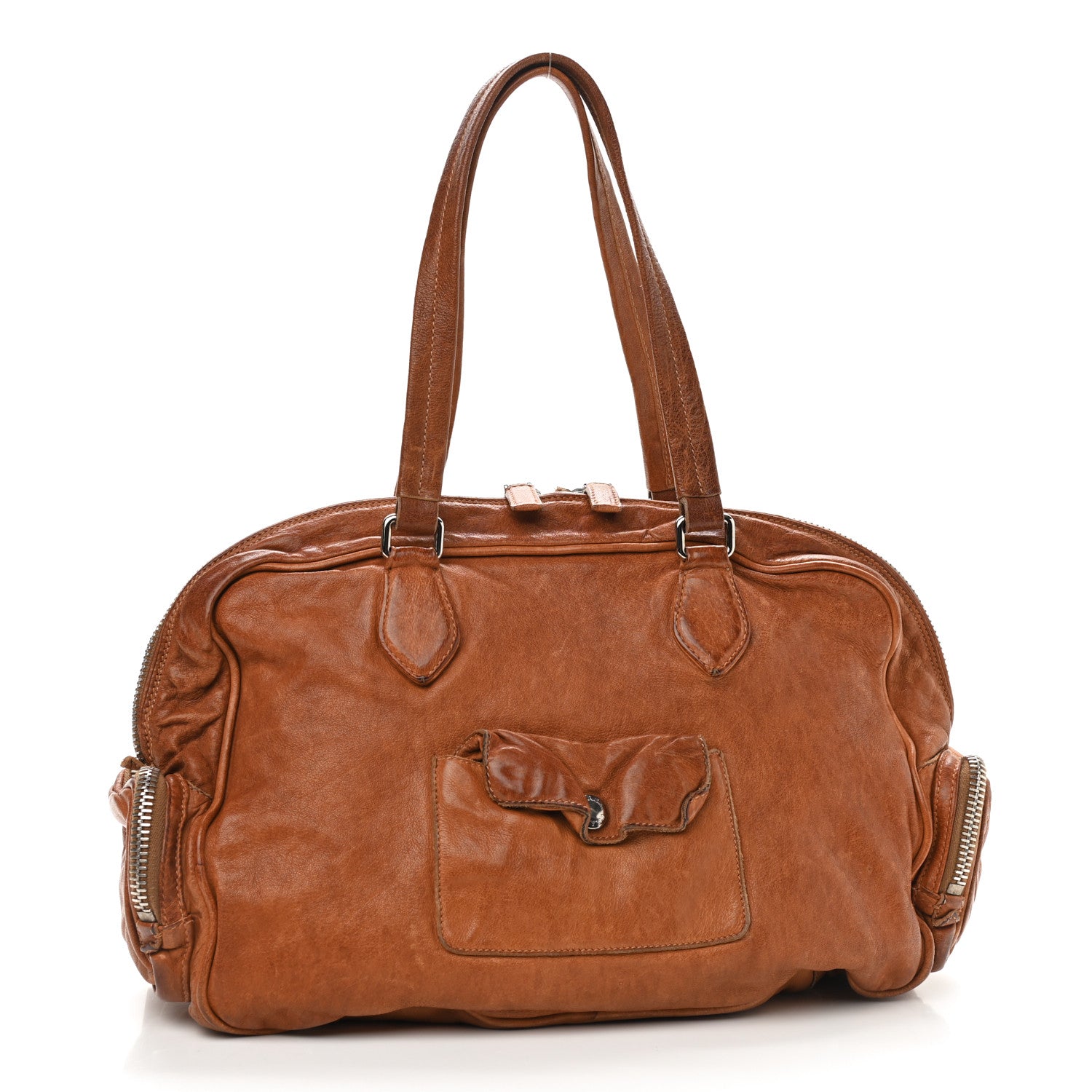 Prada Glace Calfskin Shoulder Bag Tan 3 of 12
