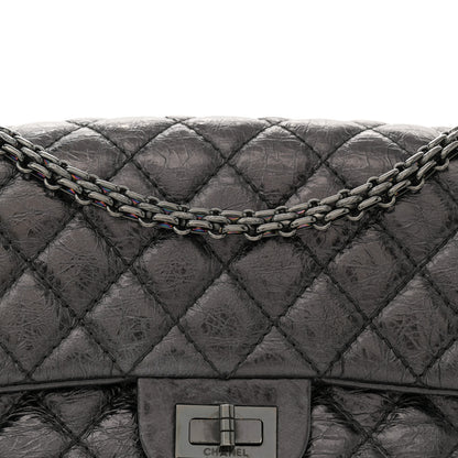 Chanel Shiny Aged Calfskin Quilted Accordion Reissue 2.55 Flap So Black 8 of 11