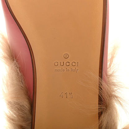 Gucci Calfskin Fur Womens Princetown Slippers 41.5 Lipstick Rose Natural 7 of 9