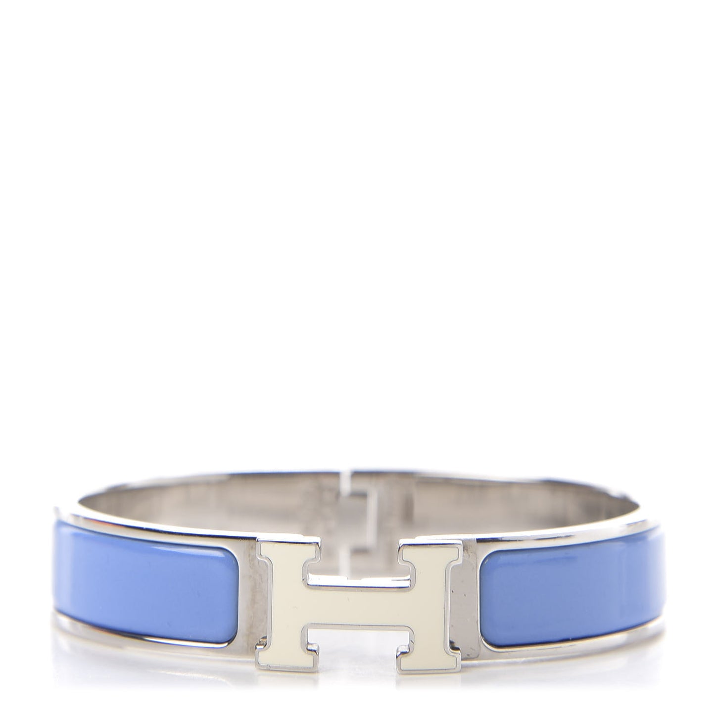 Enamel Narrow Clic Clac H Bracelet PM Bleu Transat White