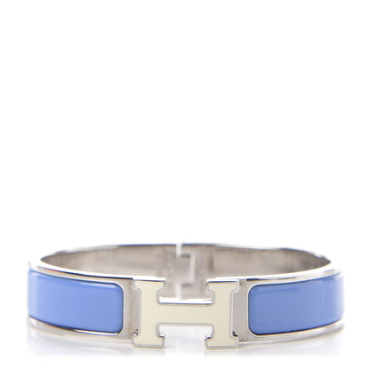Hermes Enamel Narrow Clic Clac H Bracelet PM Bleu Transat White 1 of 3