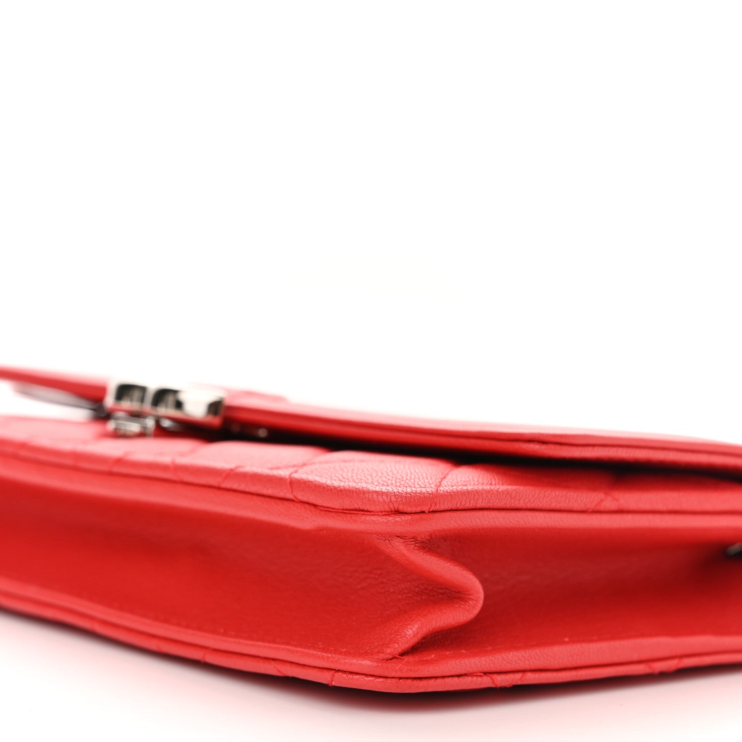 Chanel Grained Calfskin Quilted CC Box Wallet On Chain WOC Red 11 of 11