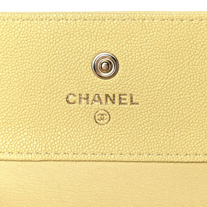 Chanel Caviar Chevron Quilted Boy Compact Wallet Yellow 6 of 11