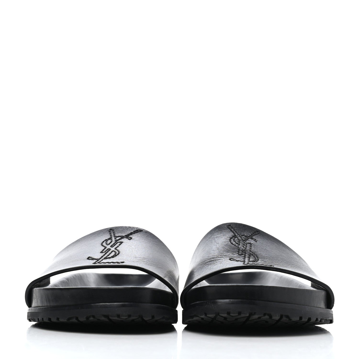 Saint Laurent Calfskin Monogram Jimmy Joan Slide Sandals 42 Black 2 of 4