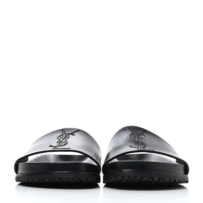 Saint Laurent Calfskin Monogram Jimmy Joan Slide Sandals 42 Black 2 of 4