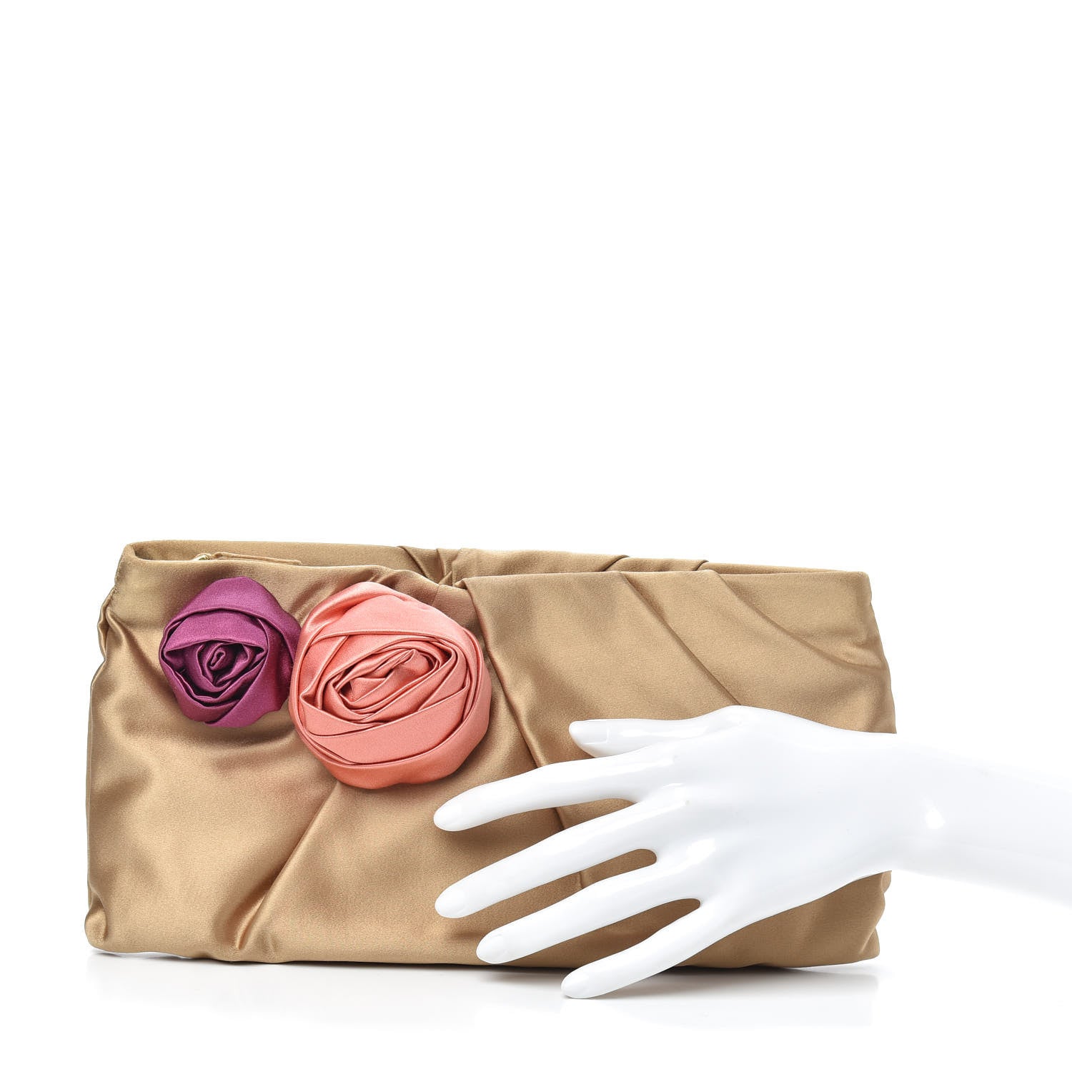 Prada Satin Raso Rose Clutch Naturale Corall 2 of 6
