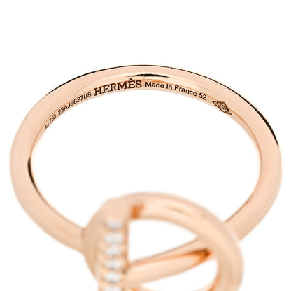 Hermes 18K Rose Gold Diamond PM Echappee Ring 52 6 4 of 5