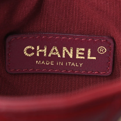 Chanel Sheepskin Chevron Quilted Small Drawstring Bag Dark Red 6 of 9